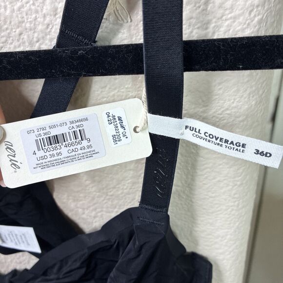 Smoothez by Aerie Bra Beige Full Coverage Unlined Underwire 36D Black New - Picture 2 of 6